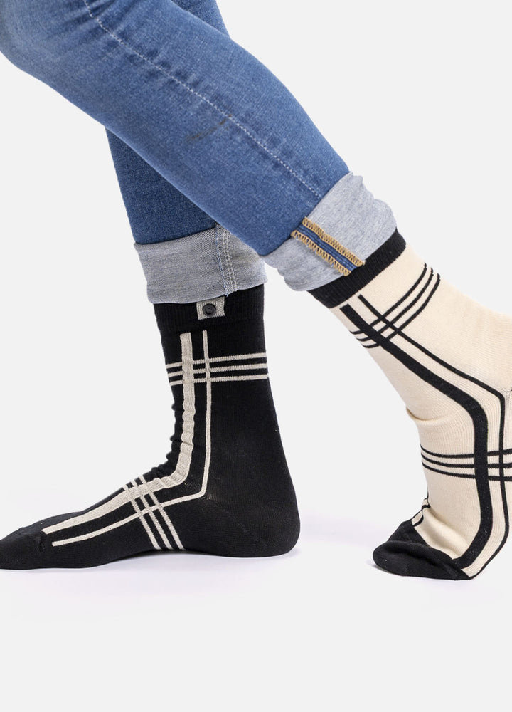 Asta damestrømper i økologisk bomuld | Et par med to farver