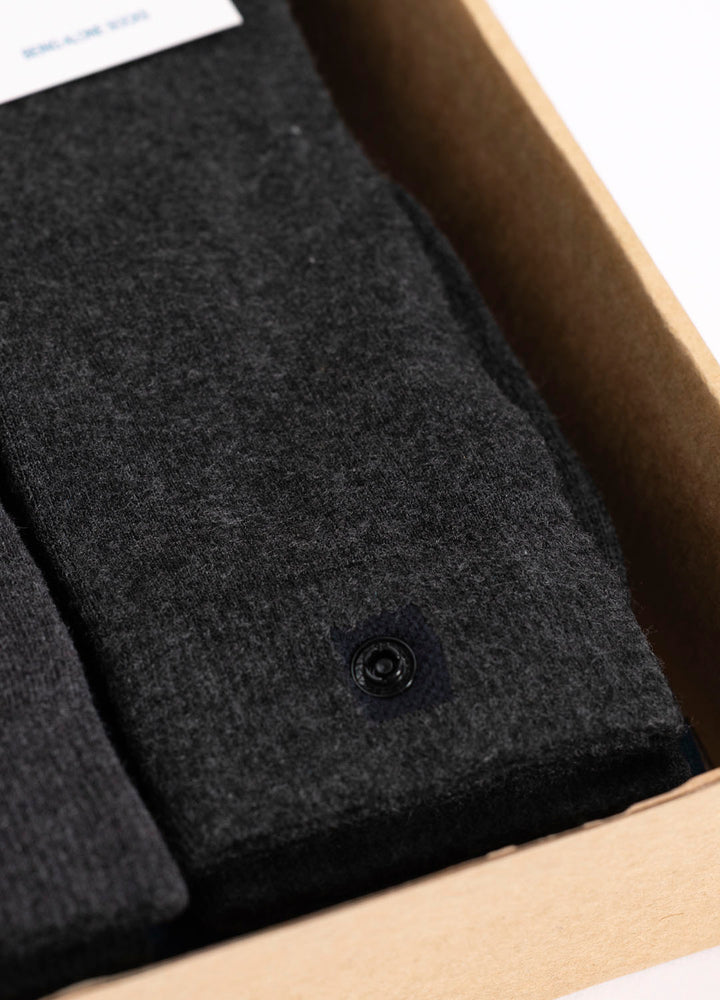 10 Boks Koksgrå Bambusstrømper | Sort knap | Str. 41-47