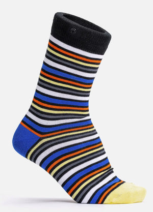 Strømper til herre i økologisk bomuld med farverige striber fra SockiSocki