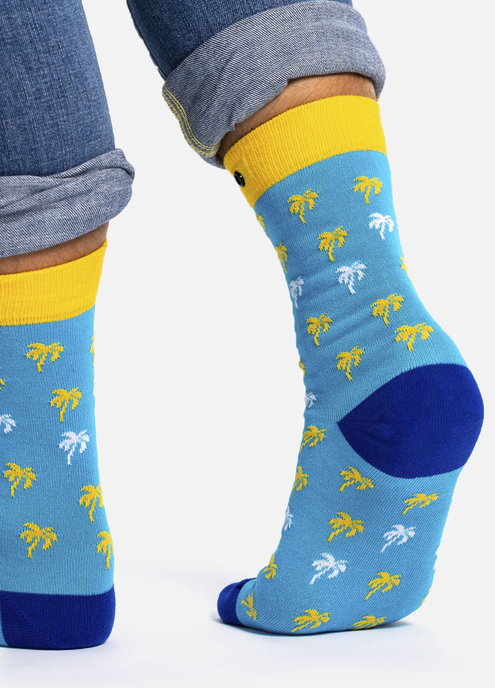 Dudee – økologiske bomuldsstrømper med palmemønster & knap