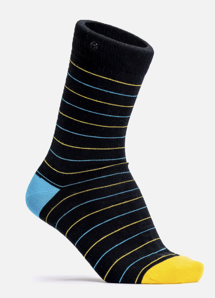 Pythis | økologiske strømper med striber & knap