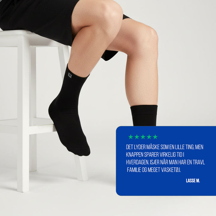Kundeudtalelse om sorte økologiske bomuldsstrømper fra SockiSocki