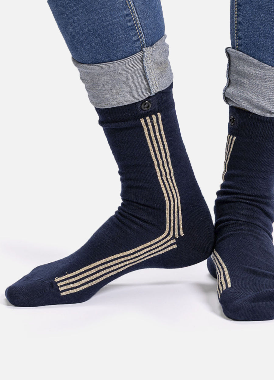 Sporty Spice damestrømper | Navy økologisk bomuld