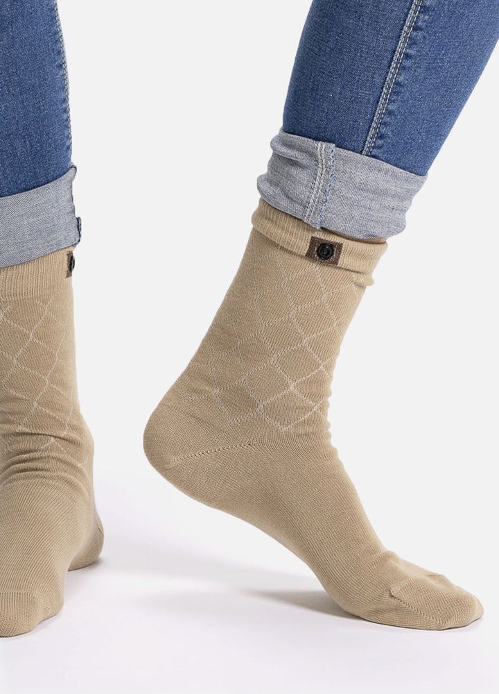 Vail | Sandfarvet strømpe med mønster