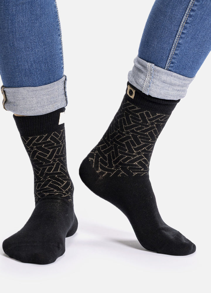 Xanthis | Sorte strømper med mønster