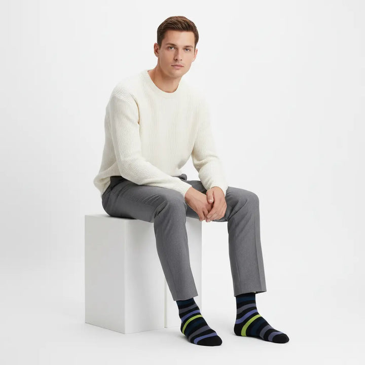Bryga – økologiske strømper med striber & knap SockiSocki