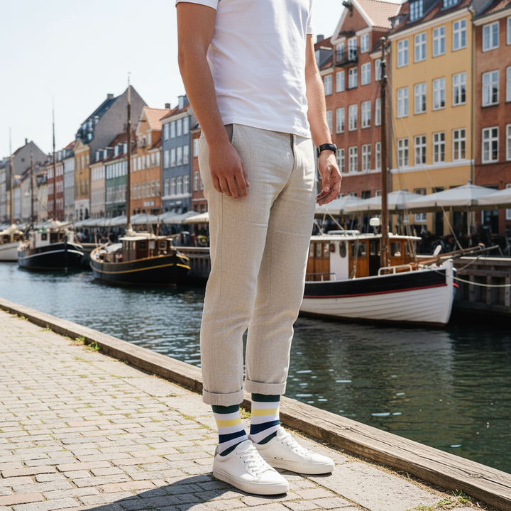 Eepa | økologiske strømper med brede striber & knap