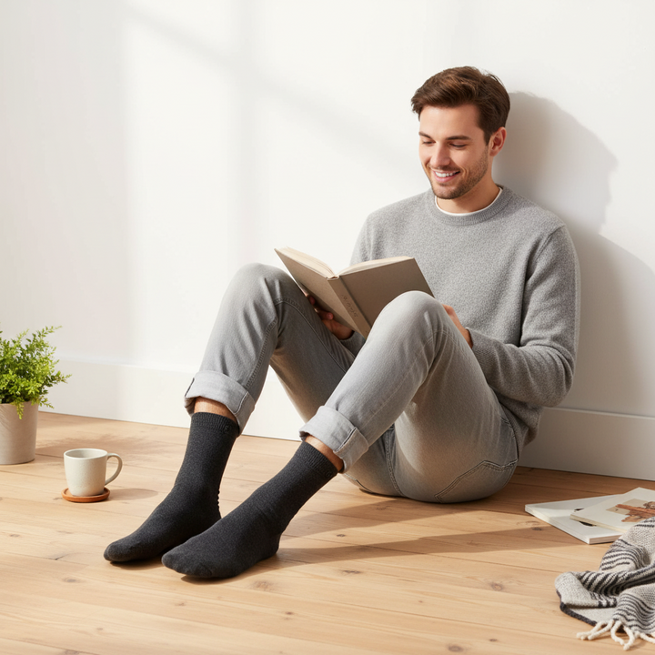 Koksgrå bambusstrømpe | Blød & åndbar sok med knap