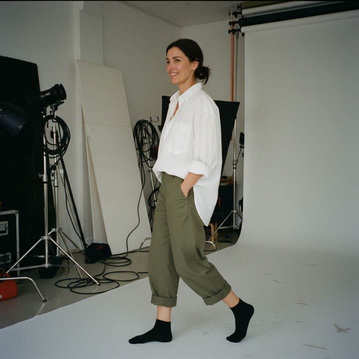 10 Boks Sorte Bomuldsstrømper | Sort knap | Str. 36-41