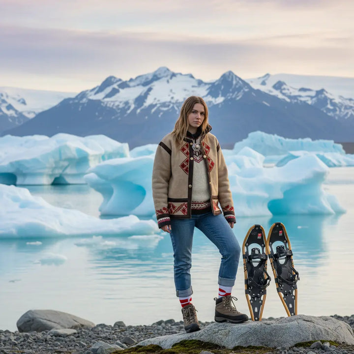 Grønlandsk kvinde iført Arctic Unity-strømper – SockiSocki