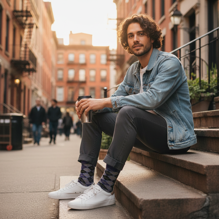 Hollace – økologiske bomuldsstrømper med klassisk mønster & knap