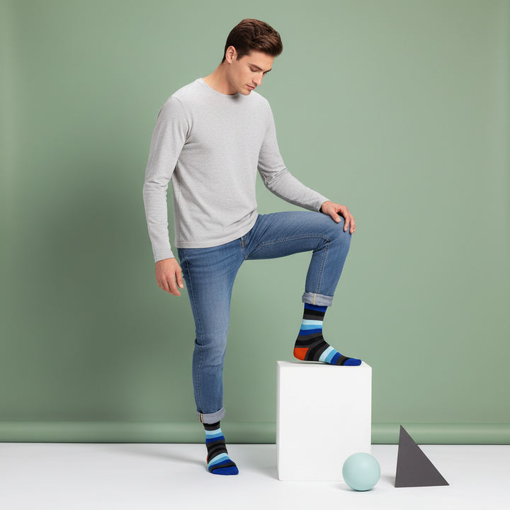 Kemba – Stribet herrestrømpe