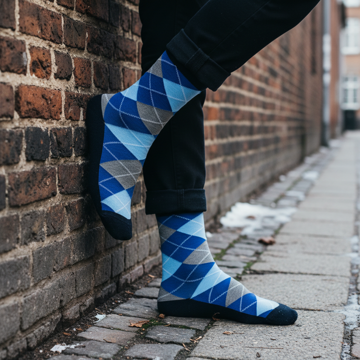 Aiden | Blå ternet strømper