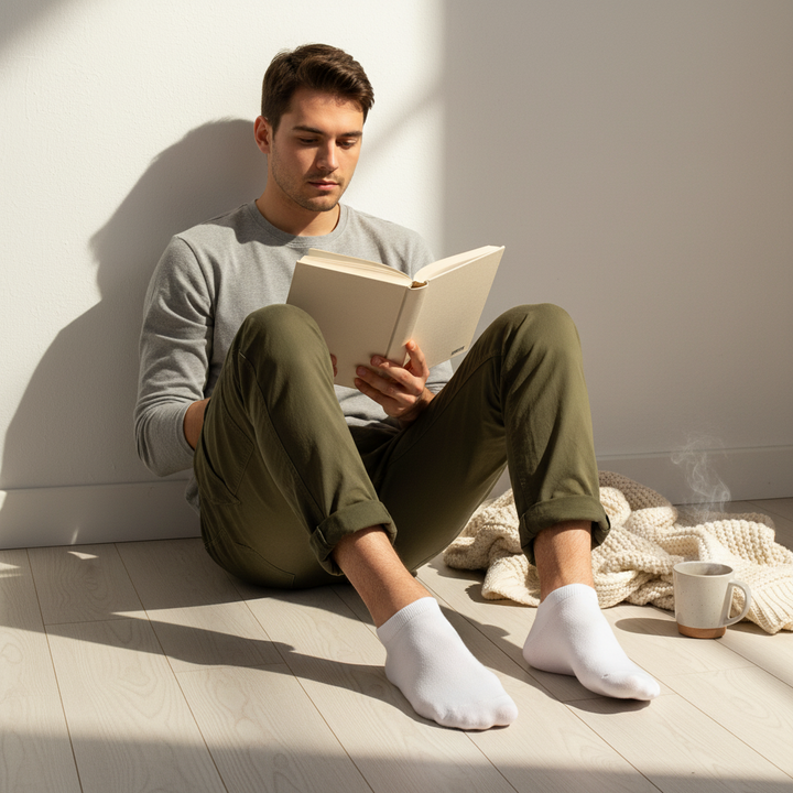 10 Par Hvide ankelstrømper | Str. 41-46