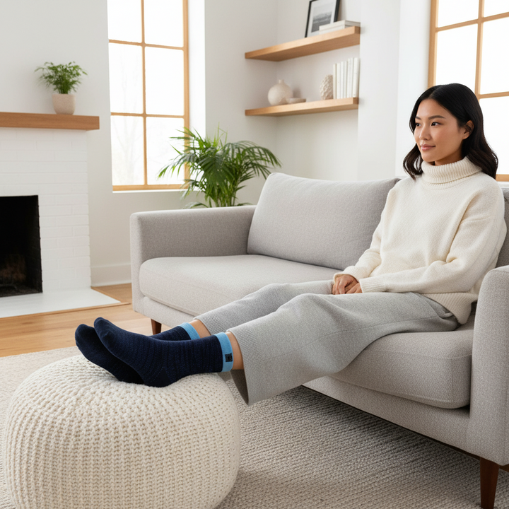 Mars | Blå nistrede strømper