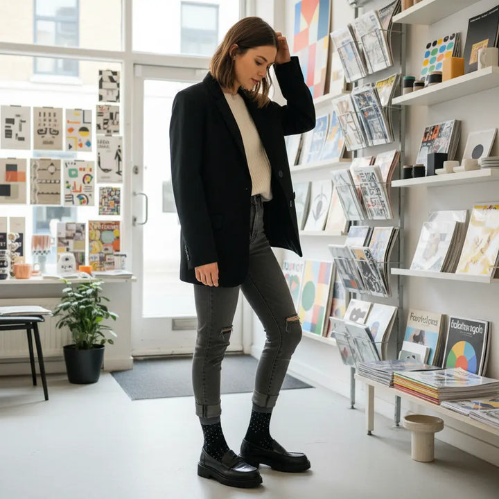 Mic |Sorte strømper med prikker | økologisk bomuld SockiSocki