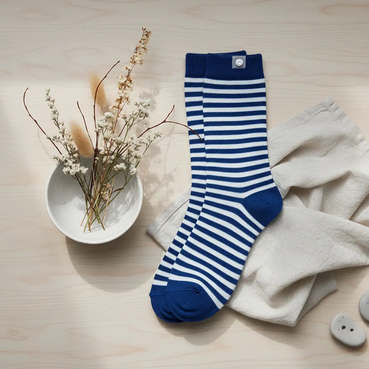 Mabel | Blå stribet strømper SockiSocki