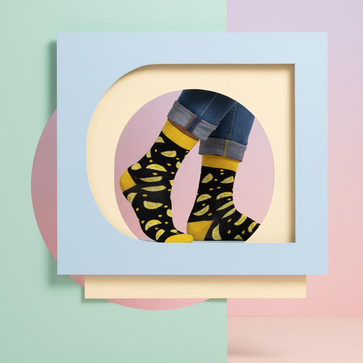 Muluk – økologiske bomuldsstrømper med frisk citroner og knap