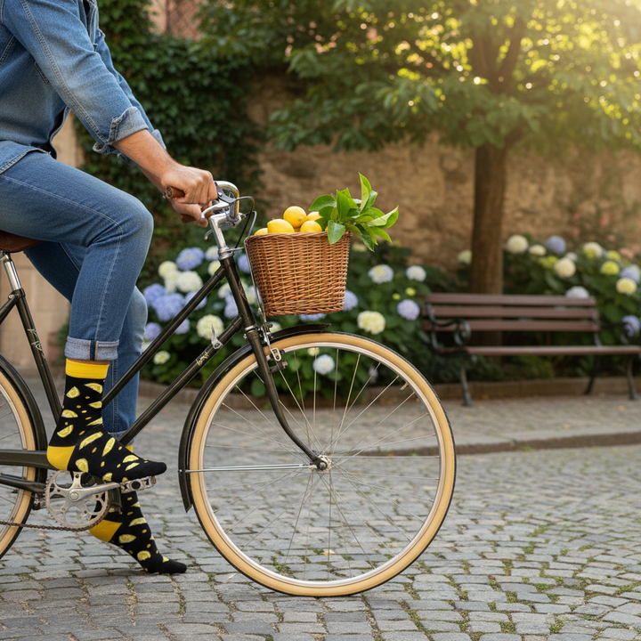 Muluk – økologiske bomuldsstrømper med frisk citroner og knap