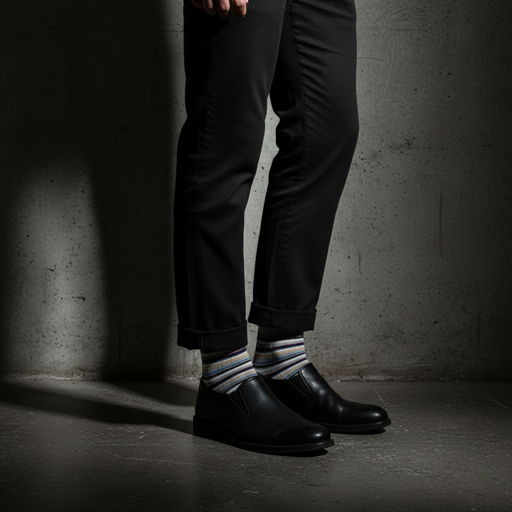 Ogin – økologiske bomuldsstrømper i striber til herre