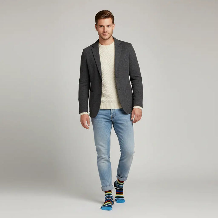 Perette | økologiske strømper med farverige striber & knap SockiSocki