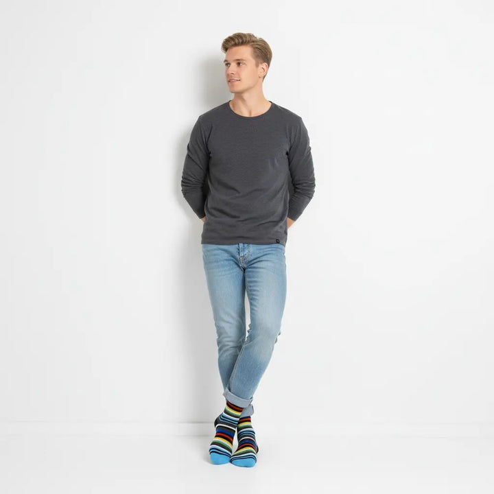 Perette | økologiske strømper med farverige striber & knap SockiSocki
