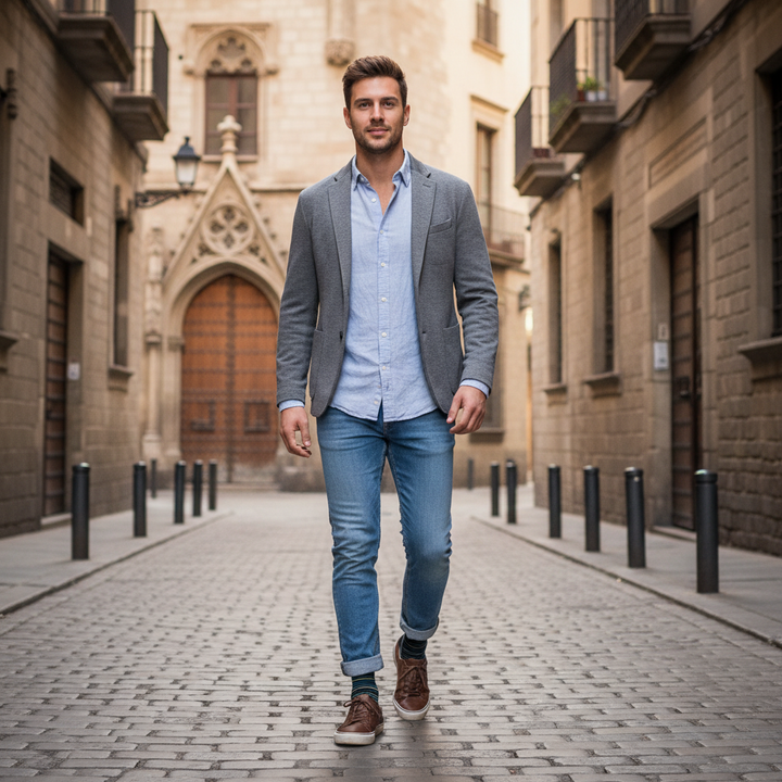 Roto | bambus strømper med fine striber & knap