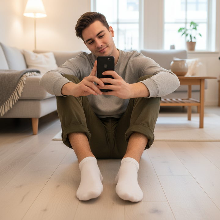 10 Par Hvide ankelstrømper | Str. 41-46