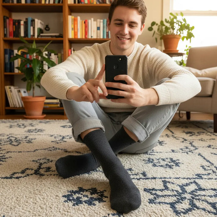 10 Boks koksgrå Øko. Bomuldsstrømper | Str. 41-47 SockiSocki