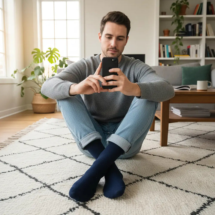 Mørkeblå økologiske bomuldsstrømper til mænd SockiSocki