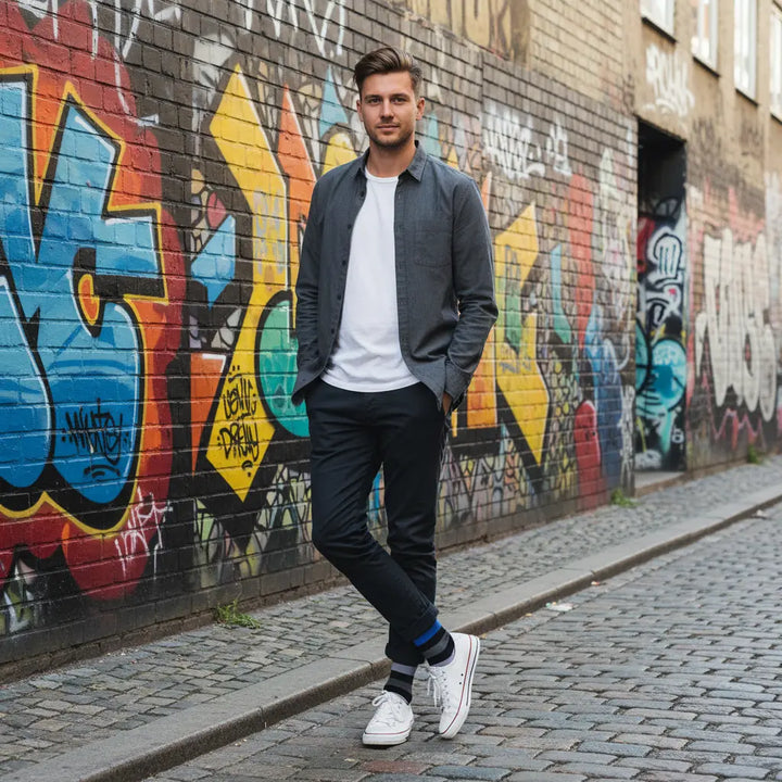 Slany | bambusstrømper med striber & knap SockiSocki
