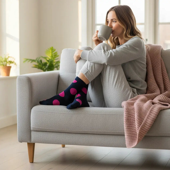 Lunar | Strømper med pink prikker SockiSocki