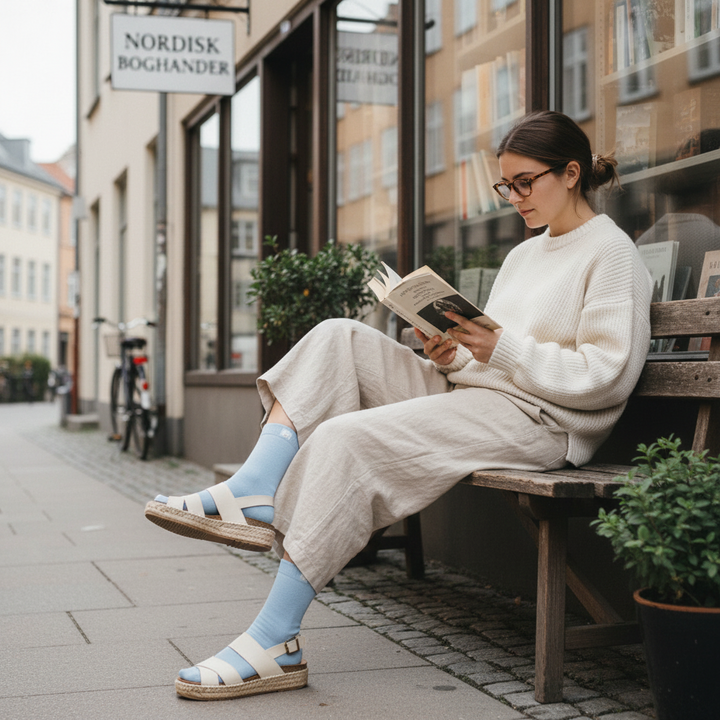 Lyseblå Strømper | Økologisk Bomuld