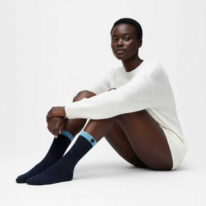 Mars | Blå nistrede strømper