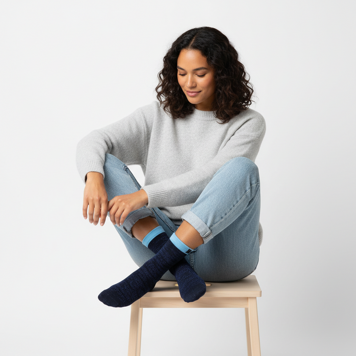 Mars | Blå nistrede strømper