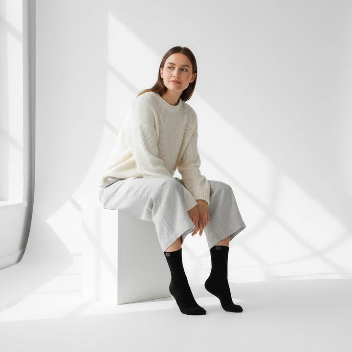 Sorte Bambusstrømper | Sort knap | 36-41