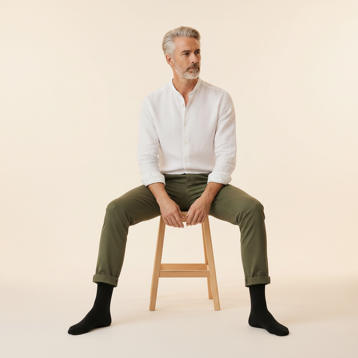 Sorte Bomuldsstrømper | Sort knap | 41-47