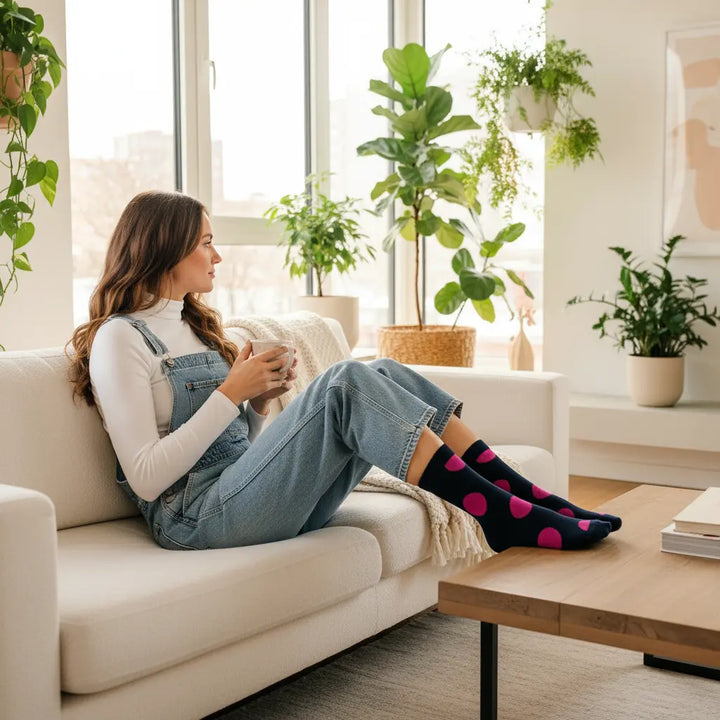 Lunar | Strømper med pink prikker SockiSocki
