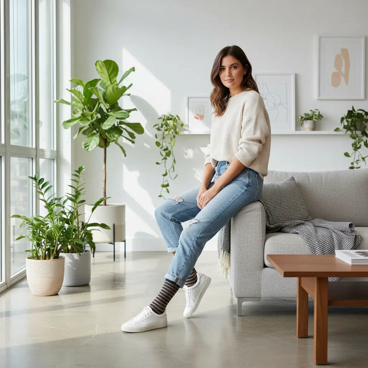 Mamie | Stribet damestrømper SockiSocki