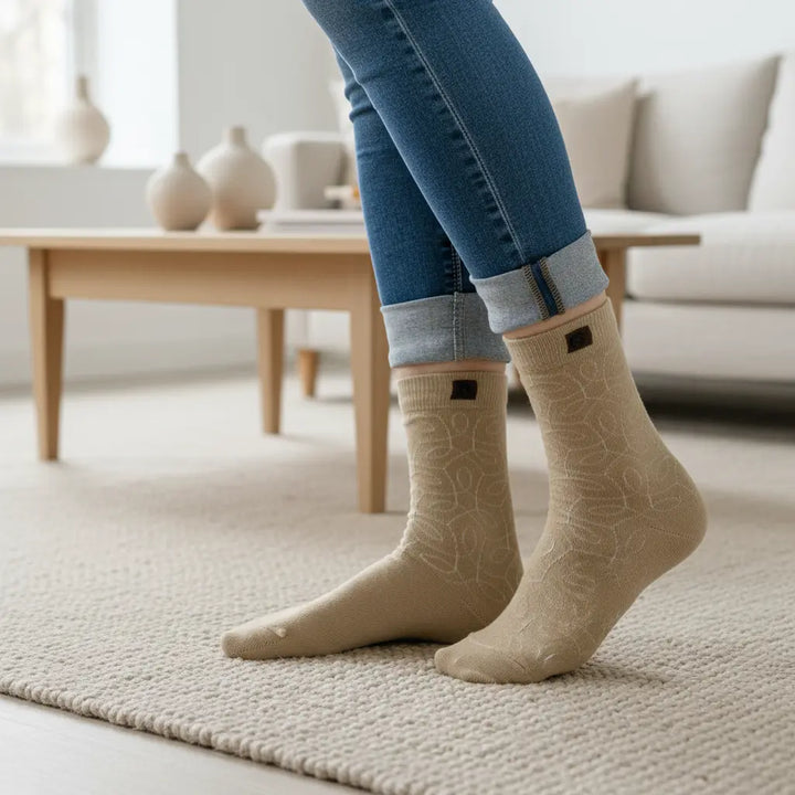 Tinble | Sandfarvede strømper med mønster SockiSocki