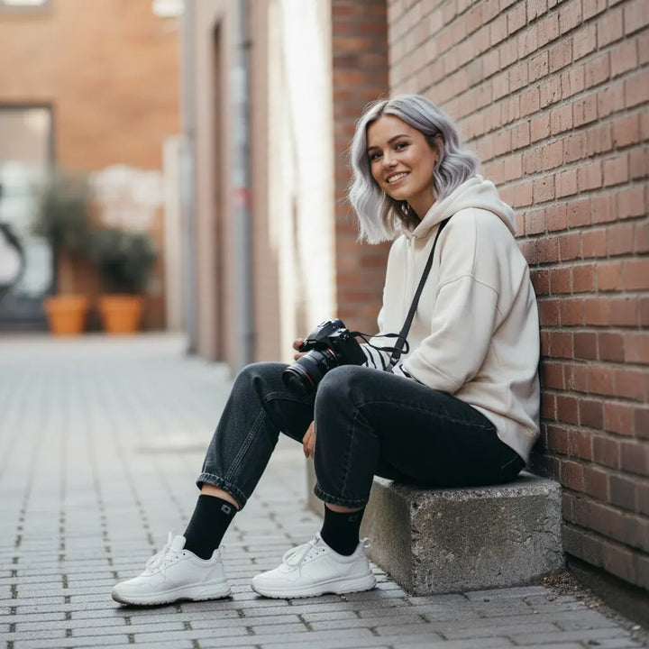 10 Boks Sorte Bambusstrømper | Sort knap | Str. 36-41 SockiSocki