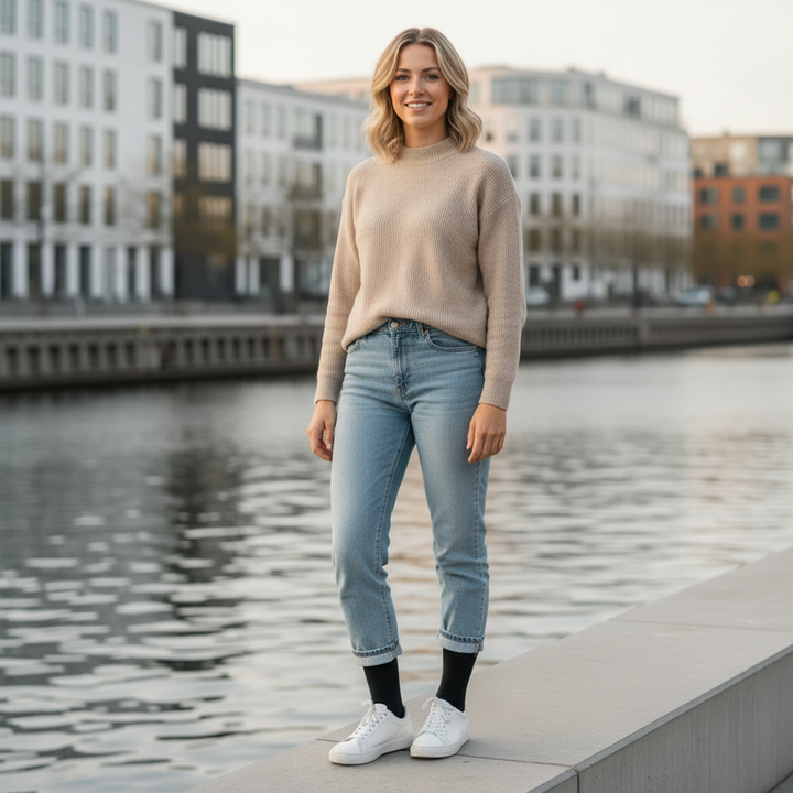 Sorte Bambusstrømper | Sort knap | 36-41