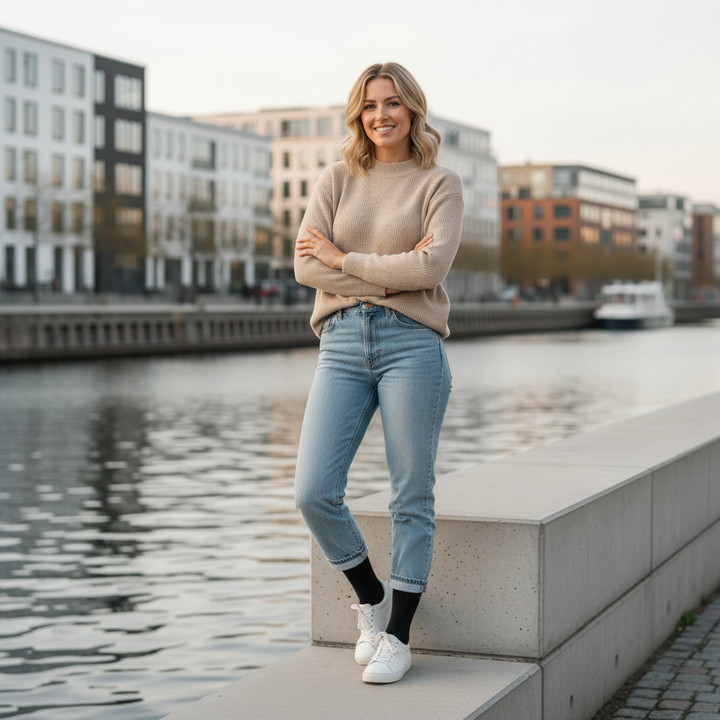 10 Boks Sorte Bomuldsstrømper | Sort knap | Str. 36-41