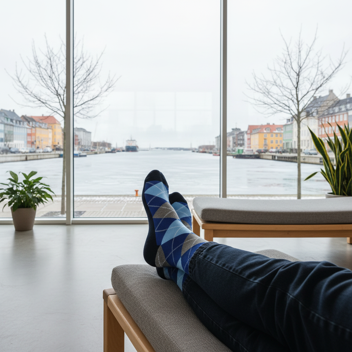 Aiden | Blå ternet strømper