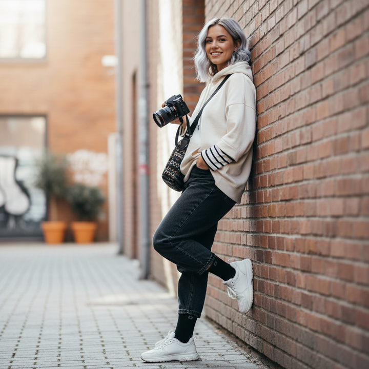 Sorte Bambusstrømper | Sort knap | 36-41