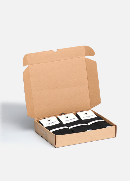 10 boks sorte økologiske bomuldsstrømper 