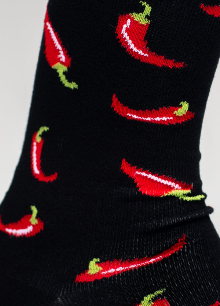 Sorte strømper med chili motiver 3