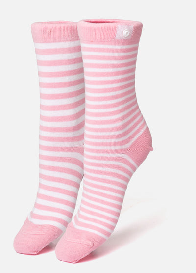 pink og hvid stribet dame strømper 