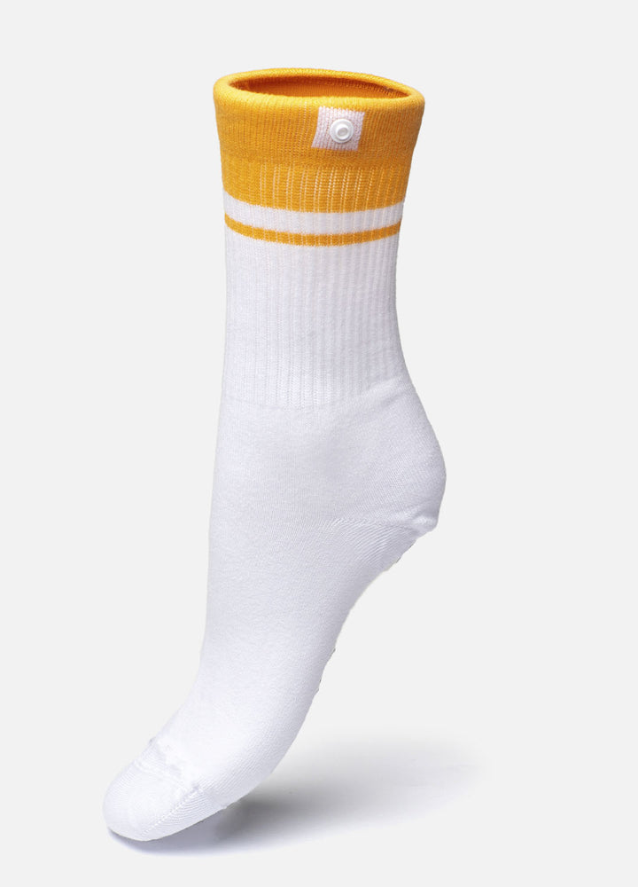 Hvide sportsstrømper med orange rib 
