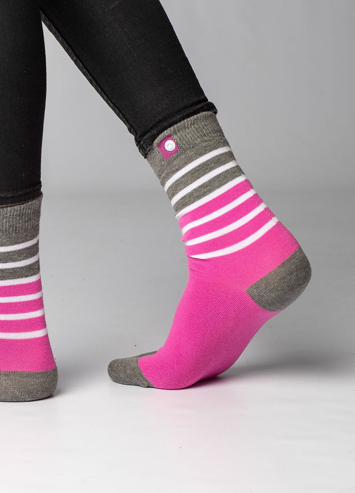 Pink kvinde strømper med går striber 1